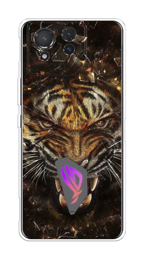 

Чехол на Asus ROG Phone 8 "Тигр осколки", Оранжевый;серый;черный, 45150-1