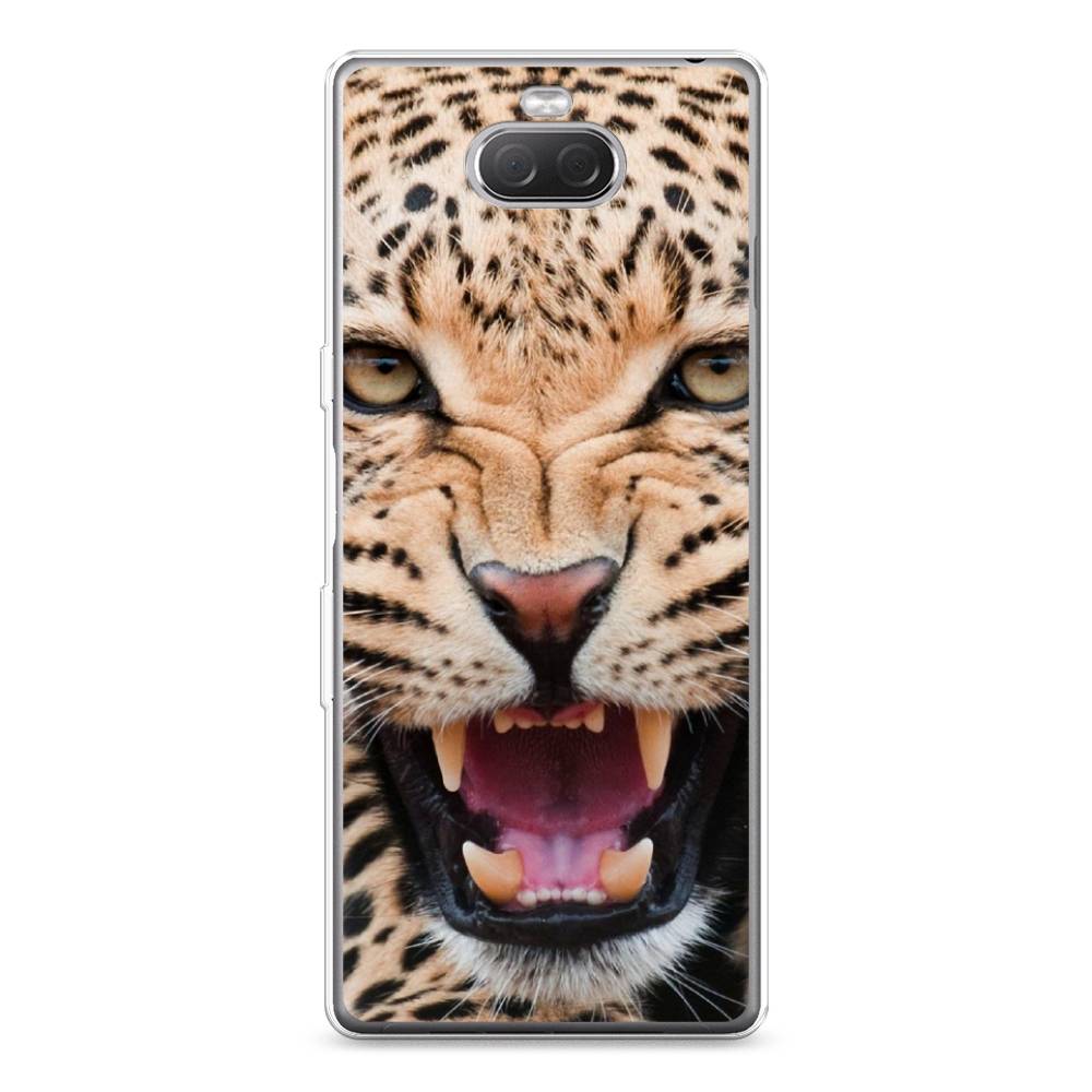 

Чехол на Sony Xperia 10 Plus "Леопард 3d", Бежевый;черный, 54150-6