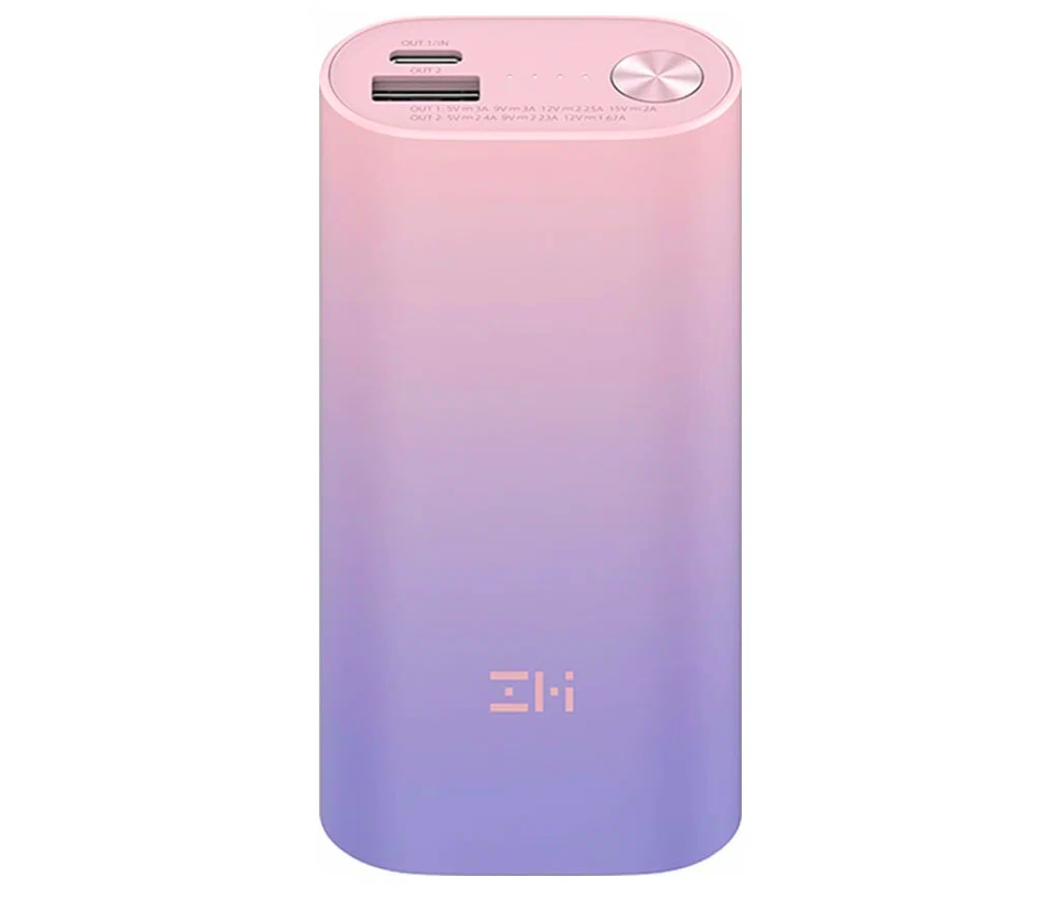 

Внешний аккумулятор (Power Bank) Xiaomi PowerBank ZMIQB818, 10000мAч, розовый/фиолетовый [