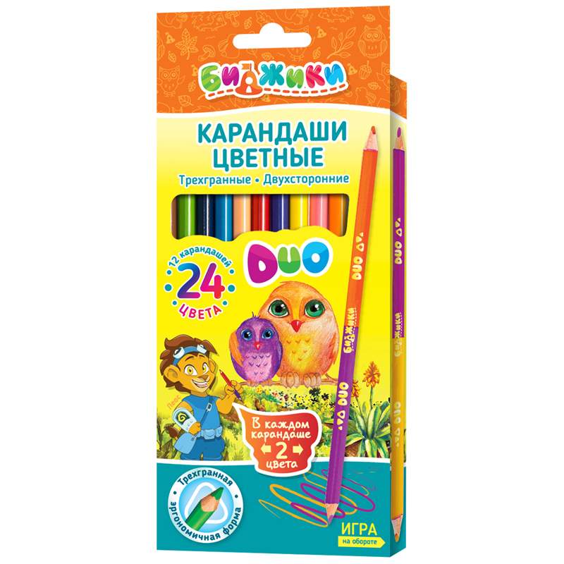 

Набор цветных карандашей БИДЖИ, 24 цв., арт. 327428 - (3 набора), Разноцветные