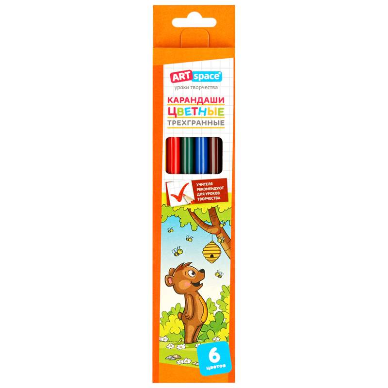 Набор цветных карандашей ARTSPACE, 6 цв., арт. 325671 - (10 наборов)