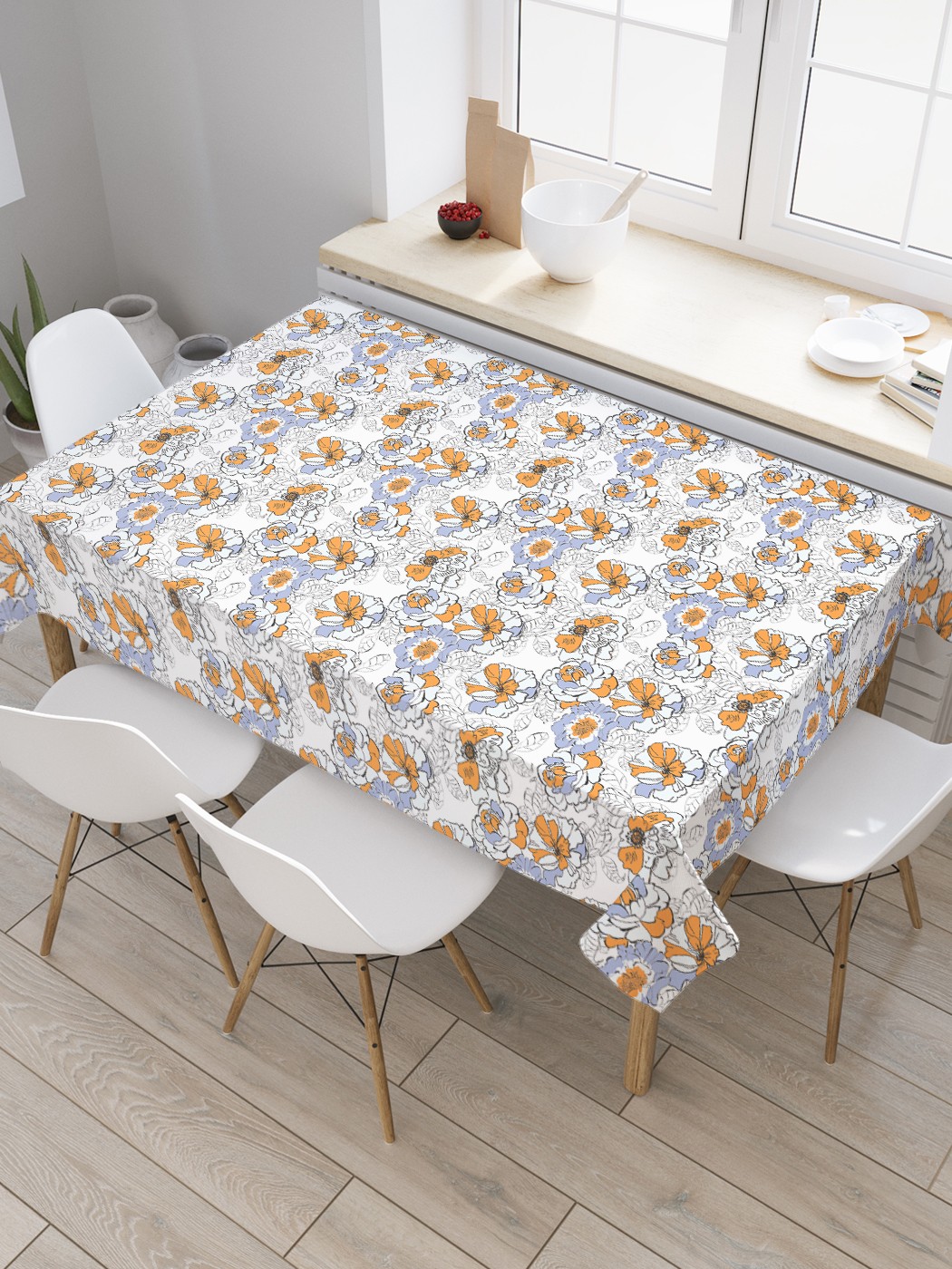 

Скатерть прямоугольная JoyArty "Цветочная поляна" из сатена, 180x145 см, Белый, Цветочная поляна