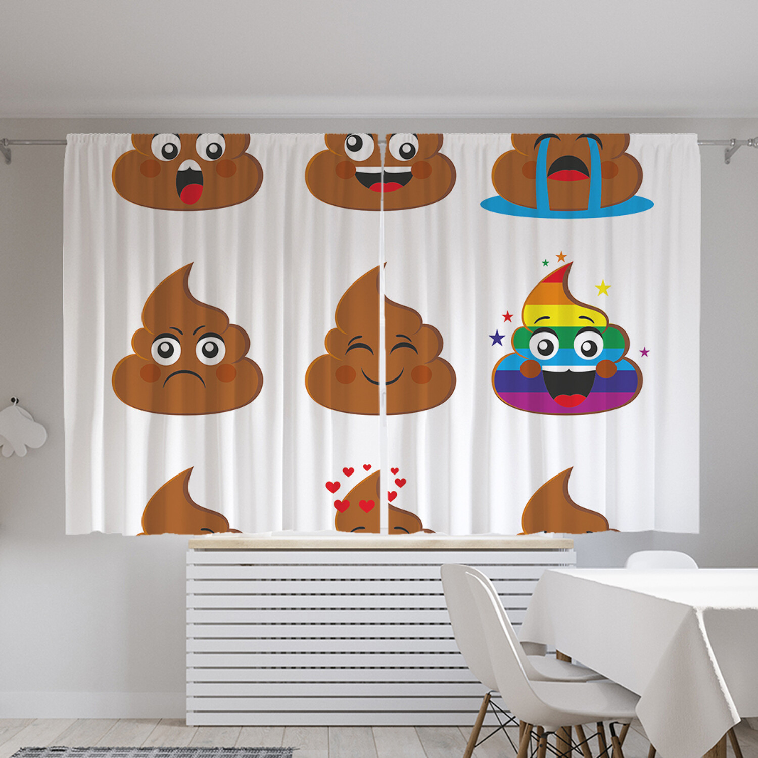 

Шторы с фотопечатью JoyArty "Эмоциональные какашки" из сатена, 290х180 см, Эмоциональные какашки