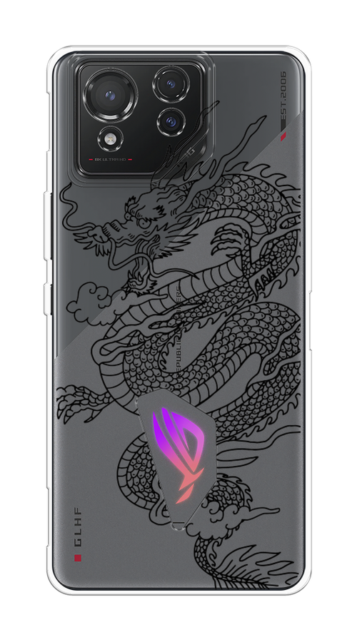 

Чехол на Asus ROG Phone 8 "Большой китайский дракон", Черный;серый, 45150-1