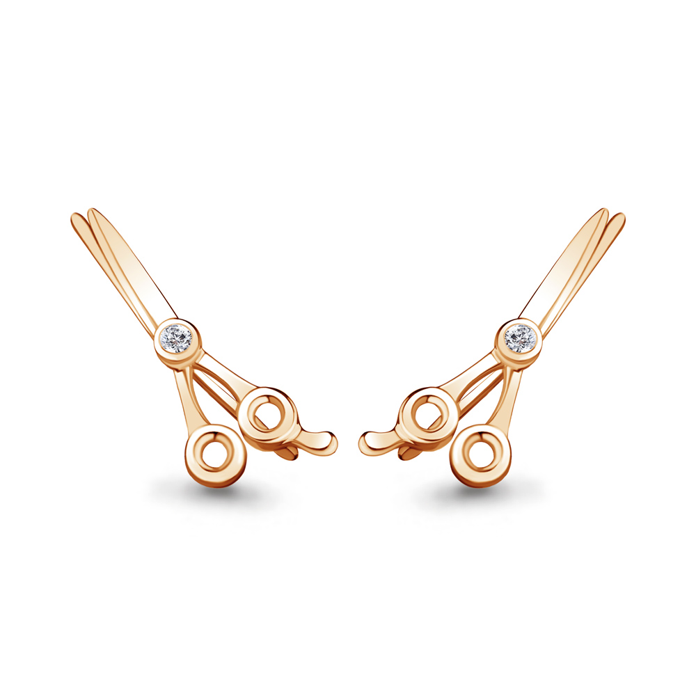 

Серьги клаймберы из серебра с фианитом Aquamarine 48653А_925_з, 48653А_925_з