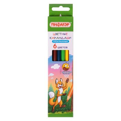 

Набор цветных карандашей ПИФАГОР, 6 цв., арт. 181820 - (24 набора), Разноцветные