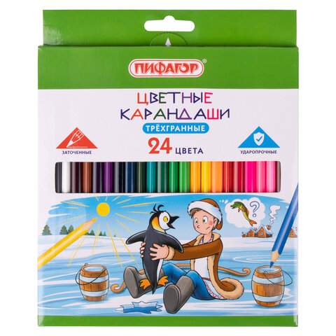

Набор цветных карандашей ПИФАГОР, 24 цв., арт. 181823 - (5 наборов), Разноцветные