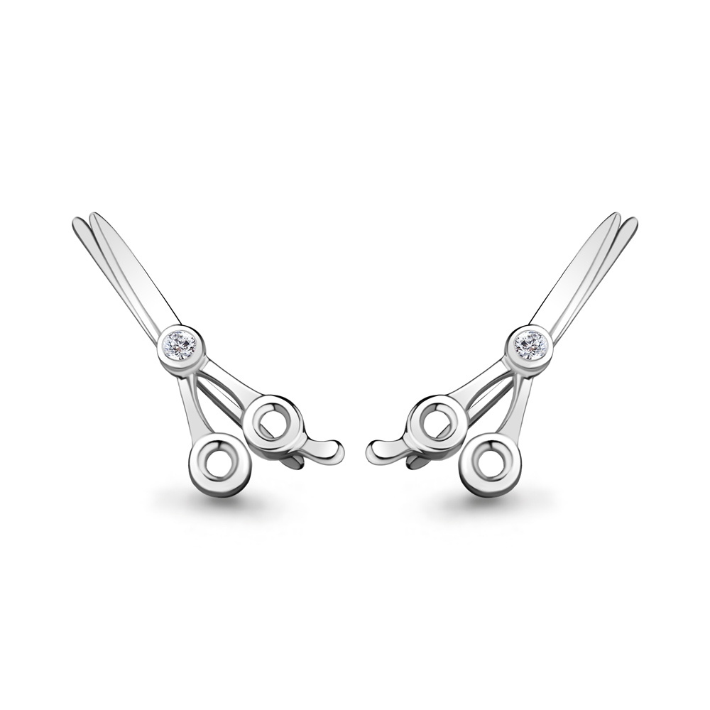 

Серьги клаймберы из серебра с фианитом Aquamarine 48653А_925_р, 48653А_925_р