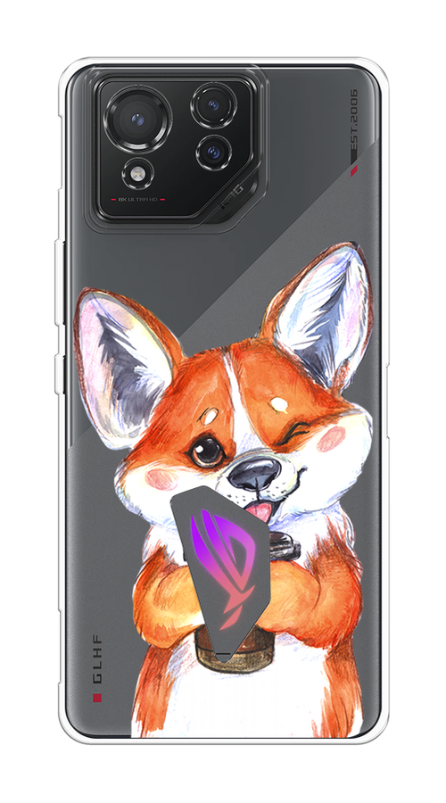 

Чехол на Asus ROG Phone 8 "Корги с кофе", Оранжевый;белый, 45150-1