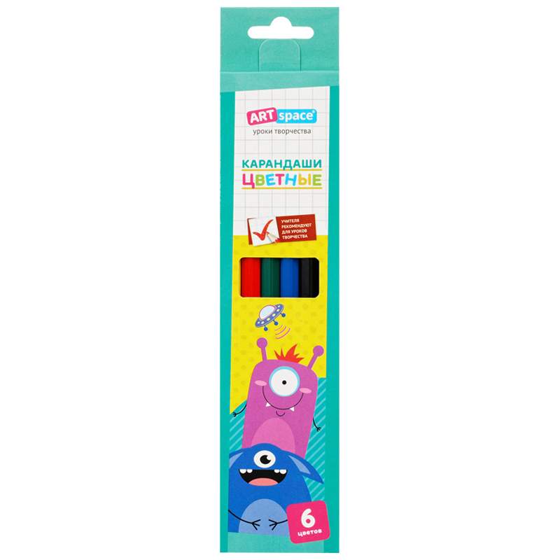 Набор цветных карандашей ARTSPACE, 6 цв., арт. 325676 - (10 наборов)