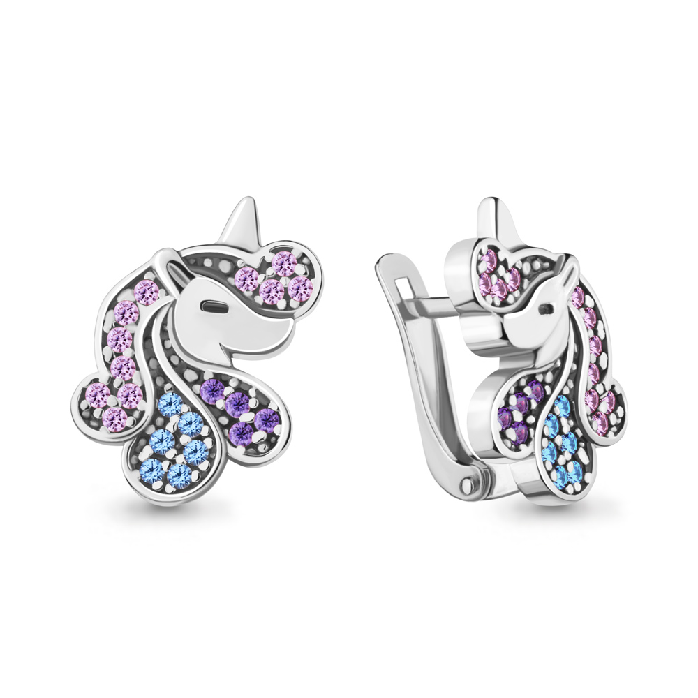 

Серьги из серебра с фианитом/шпинелью Aquamarine 48656БВД_925_р, 48656БВД_925_р