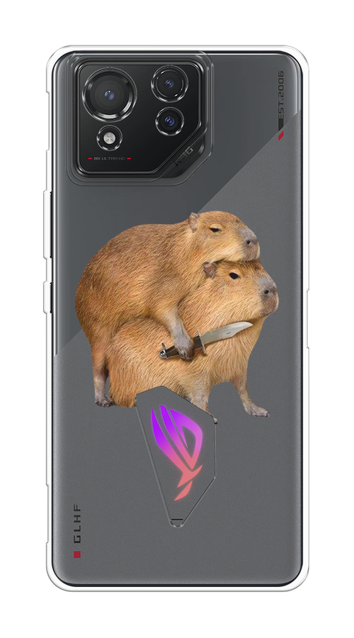 

Чехол на Asus ROG Phone 8 "Капибара с ножом", Бежевый, 45150-1