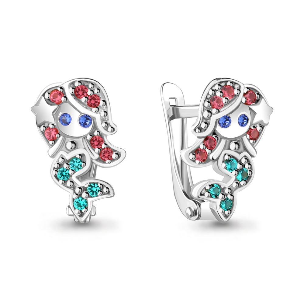 

Серьги из серебра с турмалином искусственным Aquamarine 48658БВГ_925_р, 48658БВГ_925_р