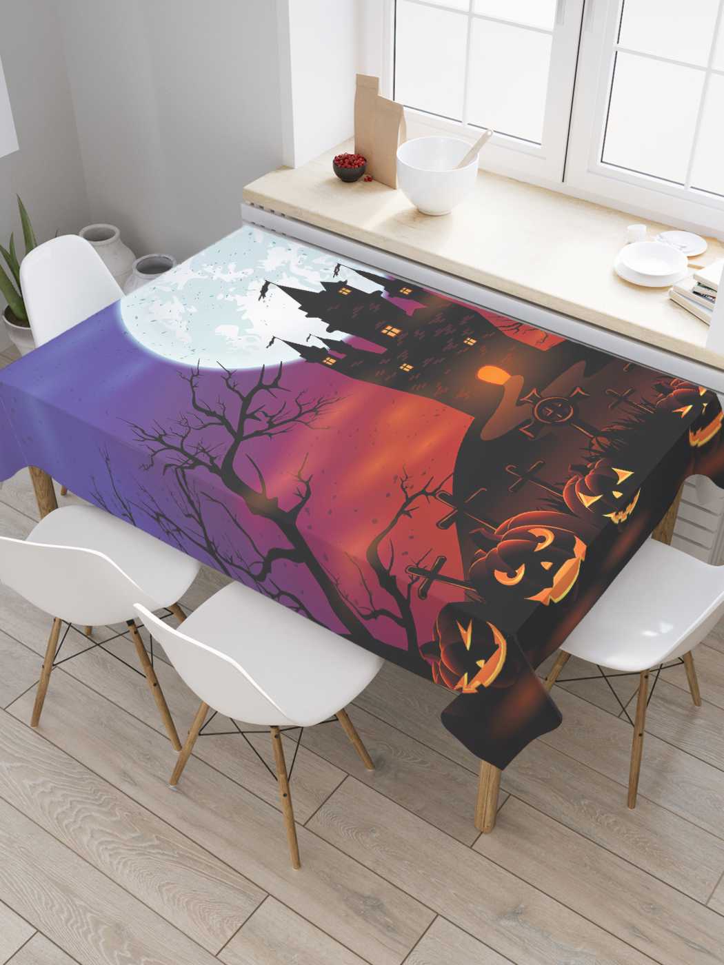 

Скатерть прямоугольная JoyArty "Замок на холме" из оксфорда, 120x145 см, Красный, Замок на холме