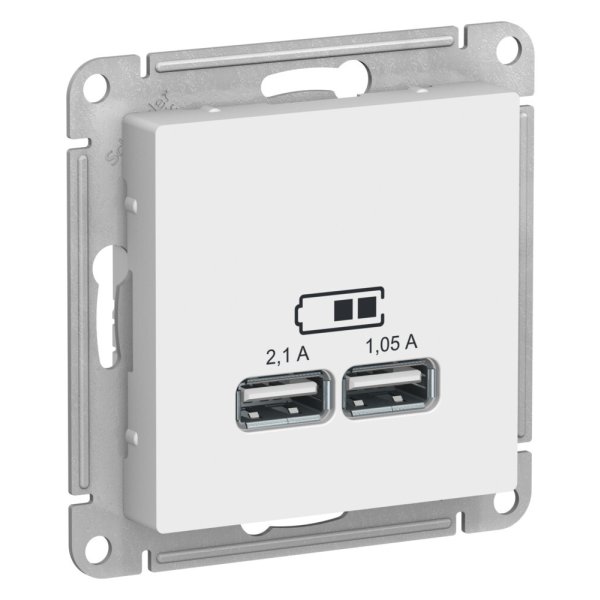 Розетка USB Systeme (Schneider) Electric Atlas Design ATN001333, лотос, USB A+A, 2-местная