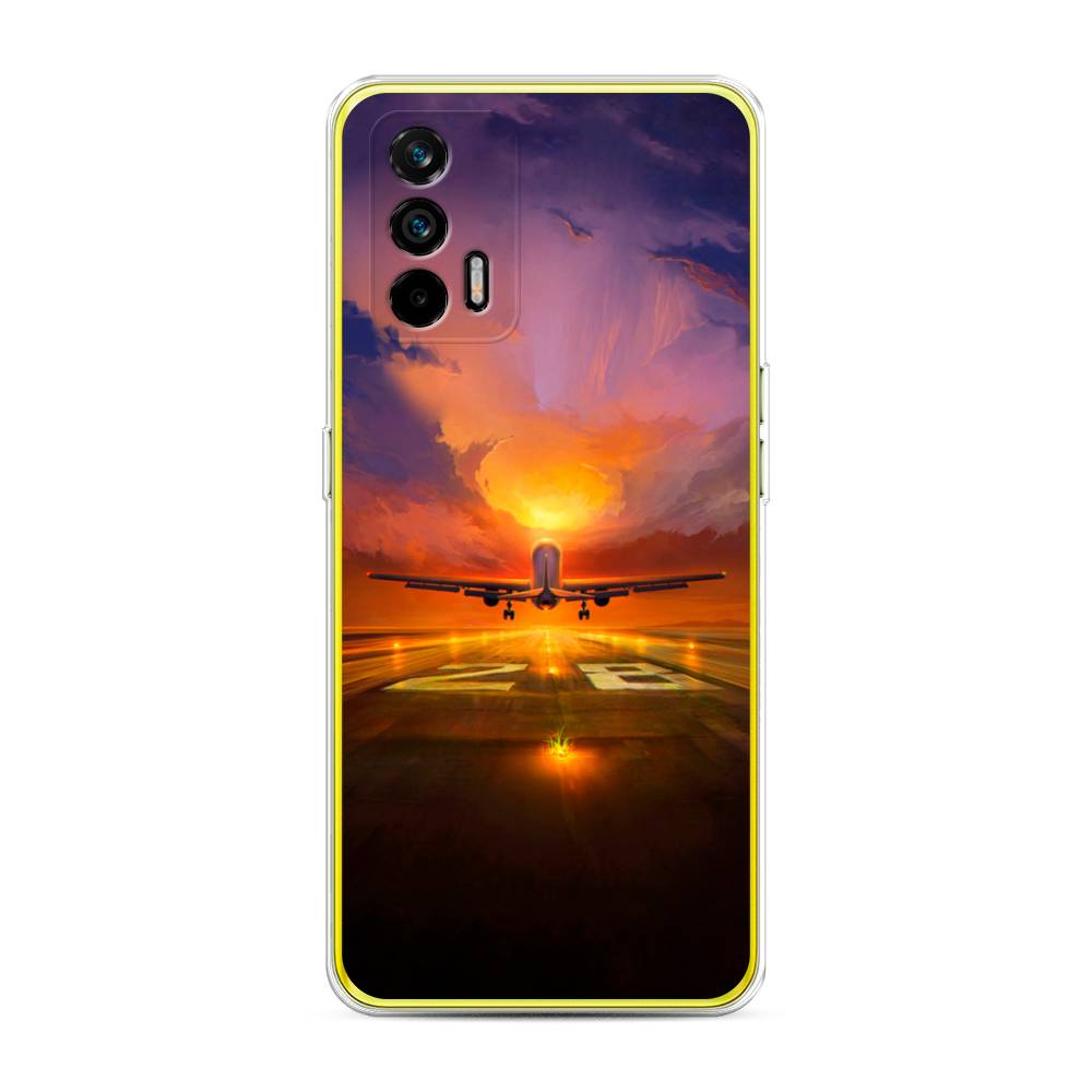 

Чехол на Oppo Realme Q3 Pro "Самолет на посадке", Оранжевый;синий, 256550-6
