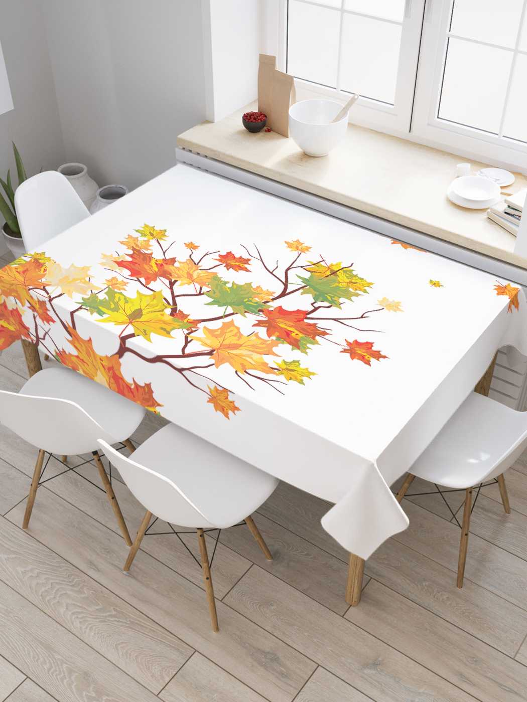 

Скатерть прямоугольная JoyArty "Свободные листья" из оксфорда, 120x145 см, Зеленый, Свободные листья