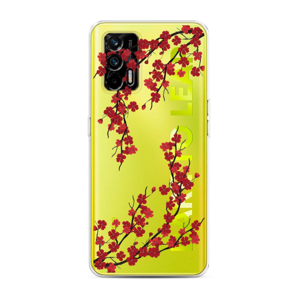 

Чехол на Oppo Realme Q3 Pro "Красная сакура", Красный;черный, 256550-2