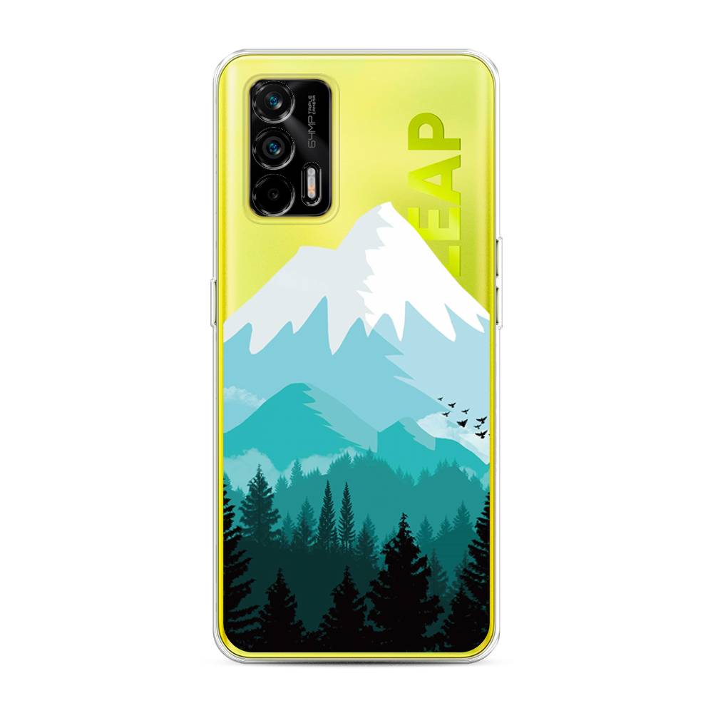 

Чехол на Oppo Realme Q3 Pro "Синяя снежная гора", Белый;голубой, 256550-2