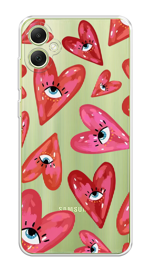 

Чехол на Samsung Galaxy A05 "Сердечки с глазами", Коричневый;красный;розовый, 2108750-1