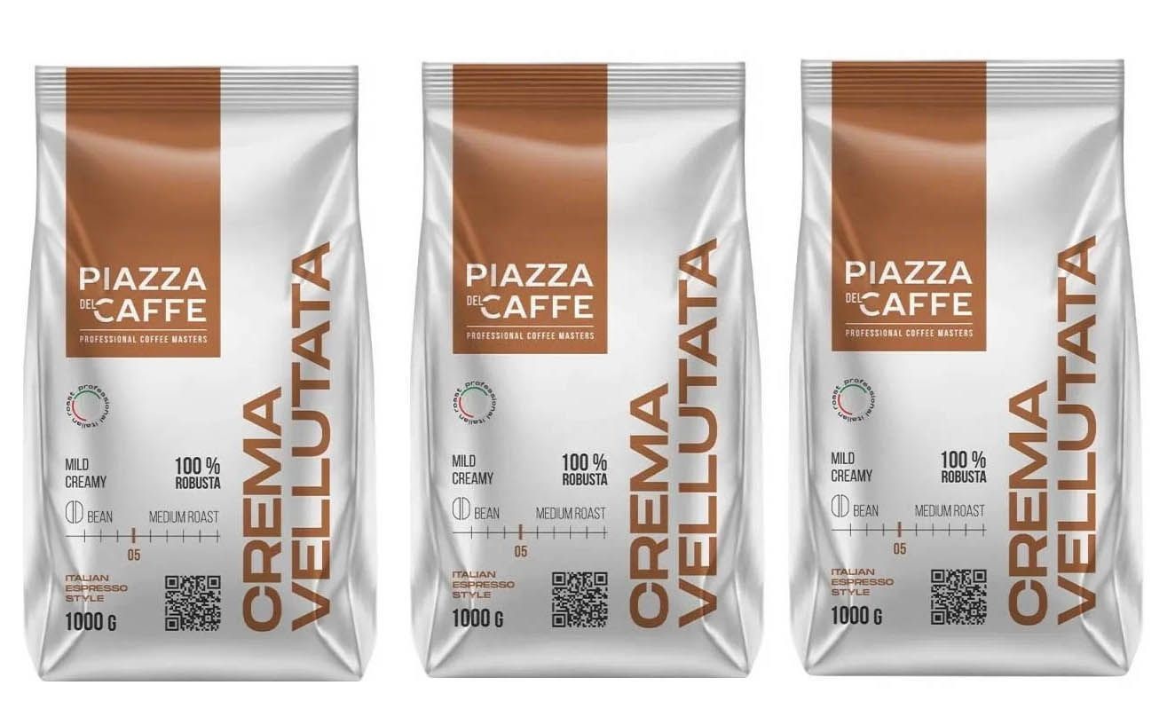 Кофе в зернах Piazza Del Caffe Crema Vellutata, 1000 г х 3 шт