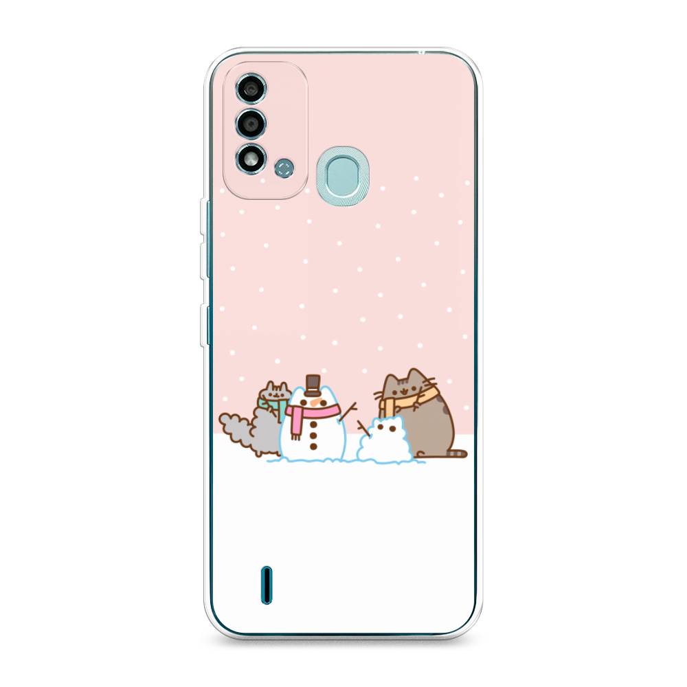 

Чехол на Itel Vision 2S "Котики в снегу", Розовый;белый;серый, 3200650-5