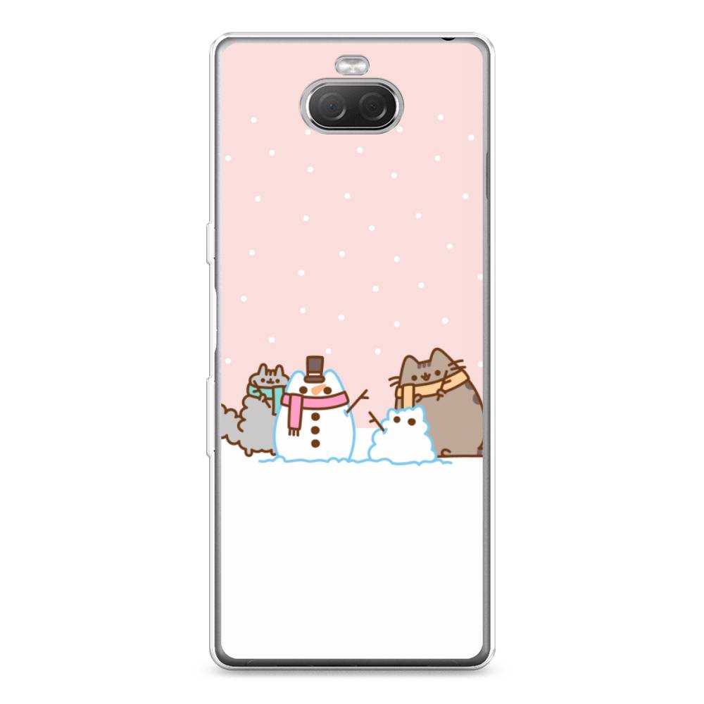 

Чехол на Sony Xperia 10 Plus "Котики в снегу", Розовый;белый;серый, 54150-5