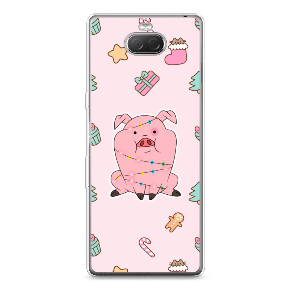 

Чехол на Sony Xperia 10 Plus "Розовая свинка", Розовый;зеленый, 54150-5