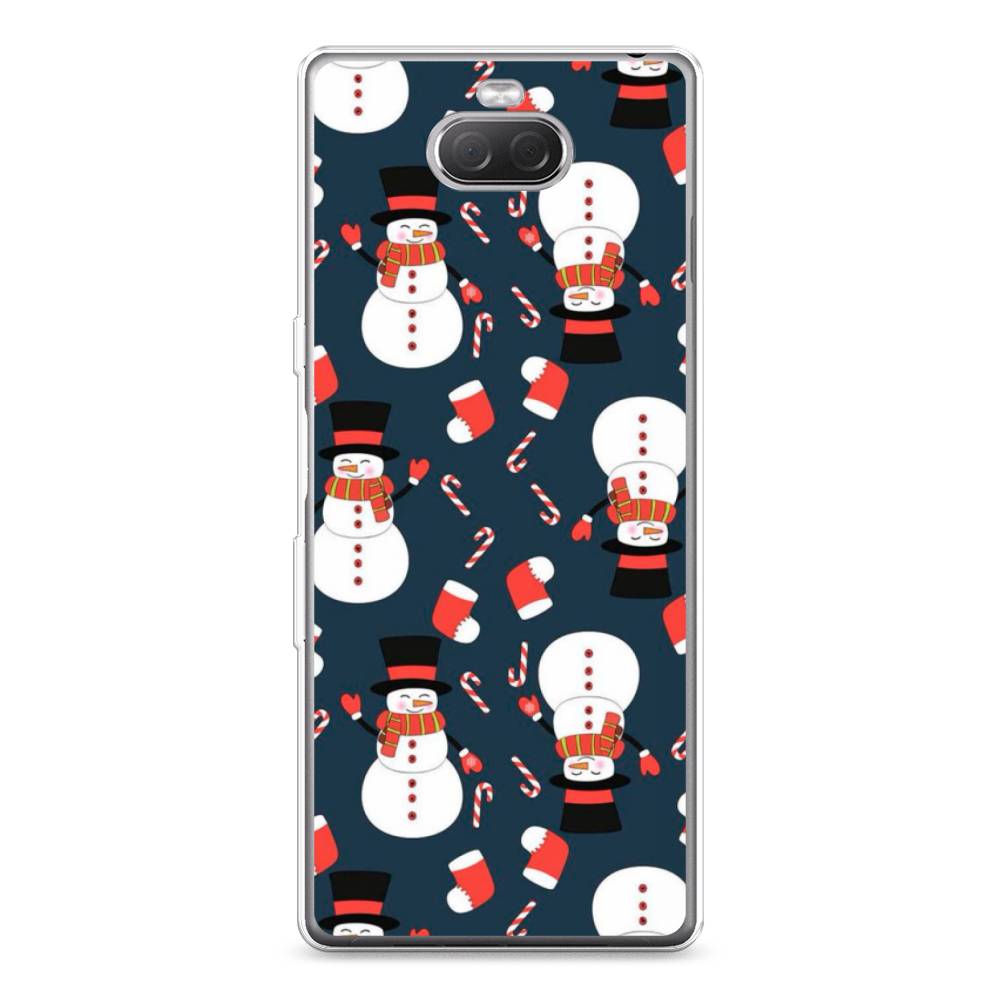 

Чехол на Sony Xperia 10 Plus "Синие снеговики", Синий;белый;красный, 54150-5