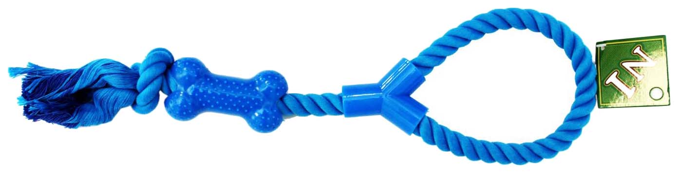 Игрушка для собак №1 грейфер, с петлей и узлами, синий, 40 см