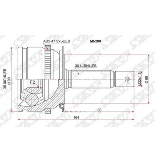 

Шрус MMC L200/Triton KB4T/KB9T 05-, Pajero Sport KH8W 08- MI-200