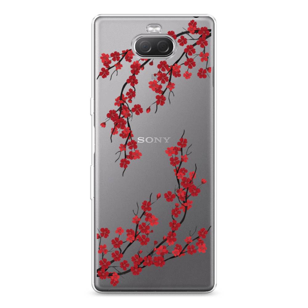 

Чехол на Sony Xperia 10 Plus "Красная сакура", Красный;черный, 54150-2