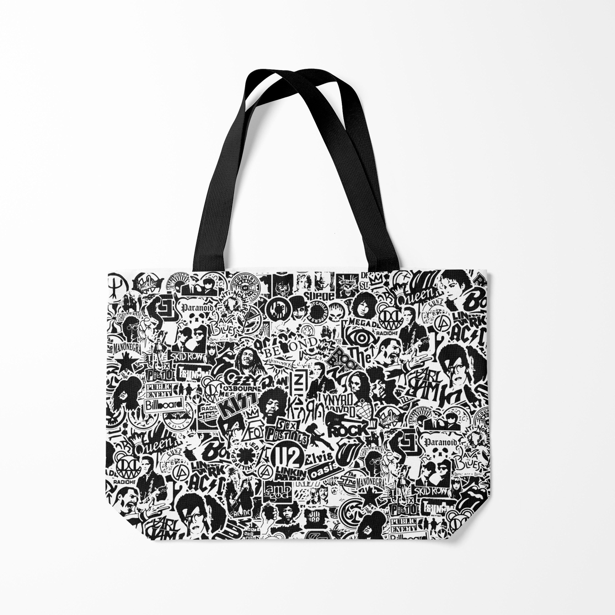 

Сумка шoппер унисекс Burnettie Rock Band Logos, черный; белый, Rock Band Logos