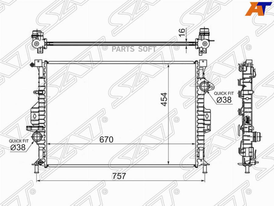

SAT Радиатор FORD C-MAX 10-/FORD FOCUS III 1,6T/FORD GALAXY 06-/FORD KUGA 08-/FORD MOND