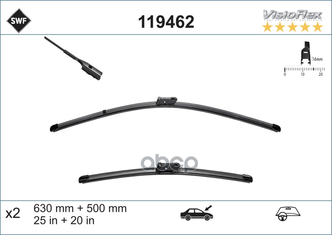 Щетки Ст/Очист.Swf Visioflex Xc90 (03/2015 > ) Valeo арт. 119462