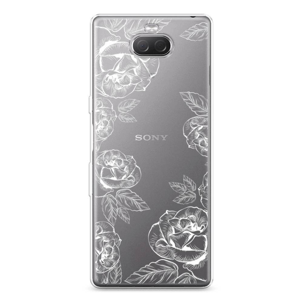 

Чехол на Sony Xperia 10 Plus "Розы графика", Черный;серый, 54150-2