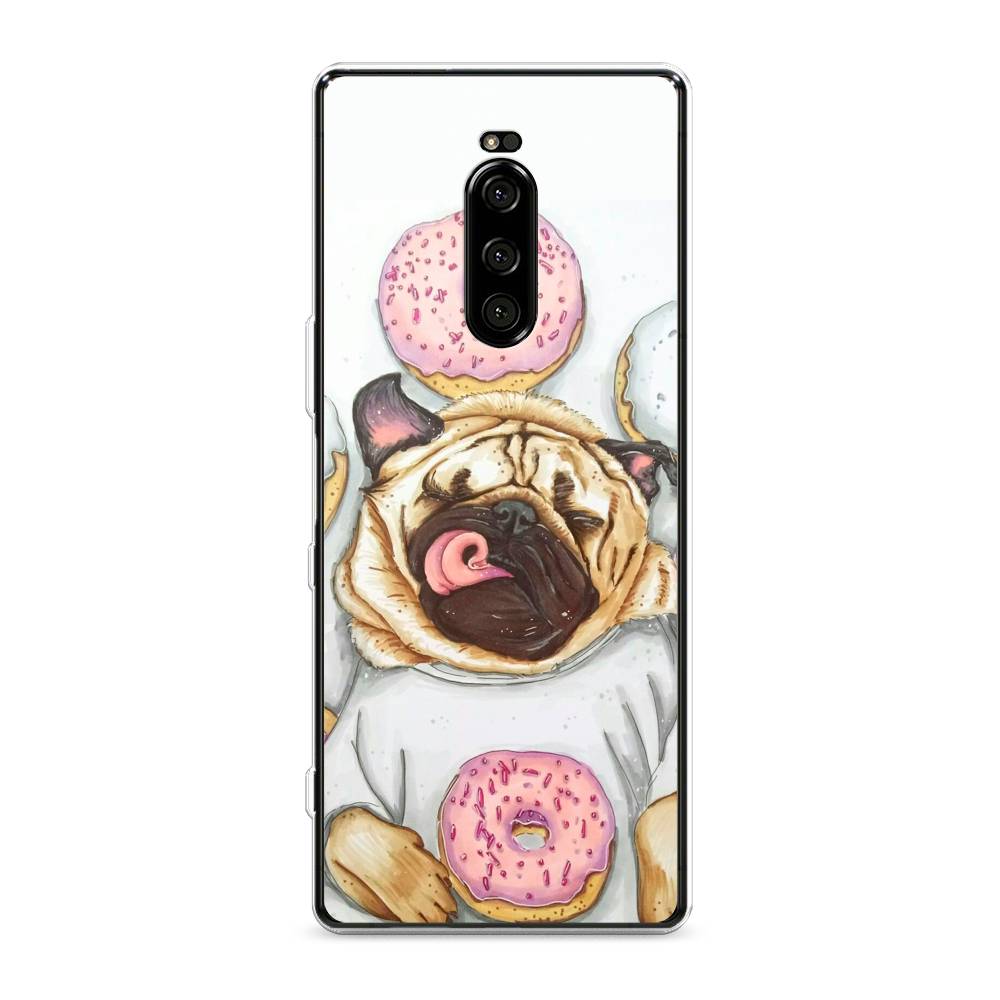 

Чехол на Sony Xperia 1 "Счастливый мопс", Розовый;бежевый;коричневый, 54250-1