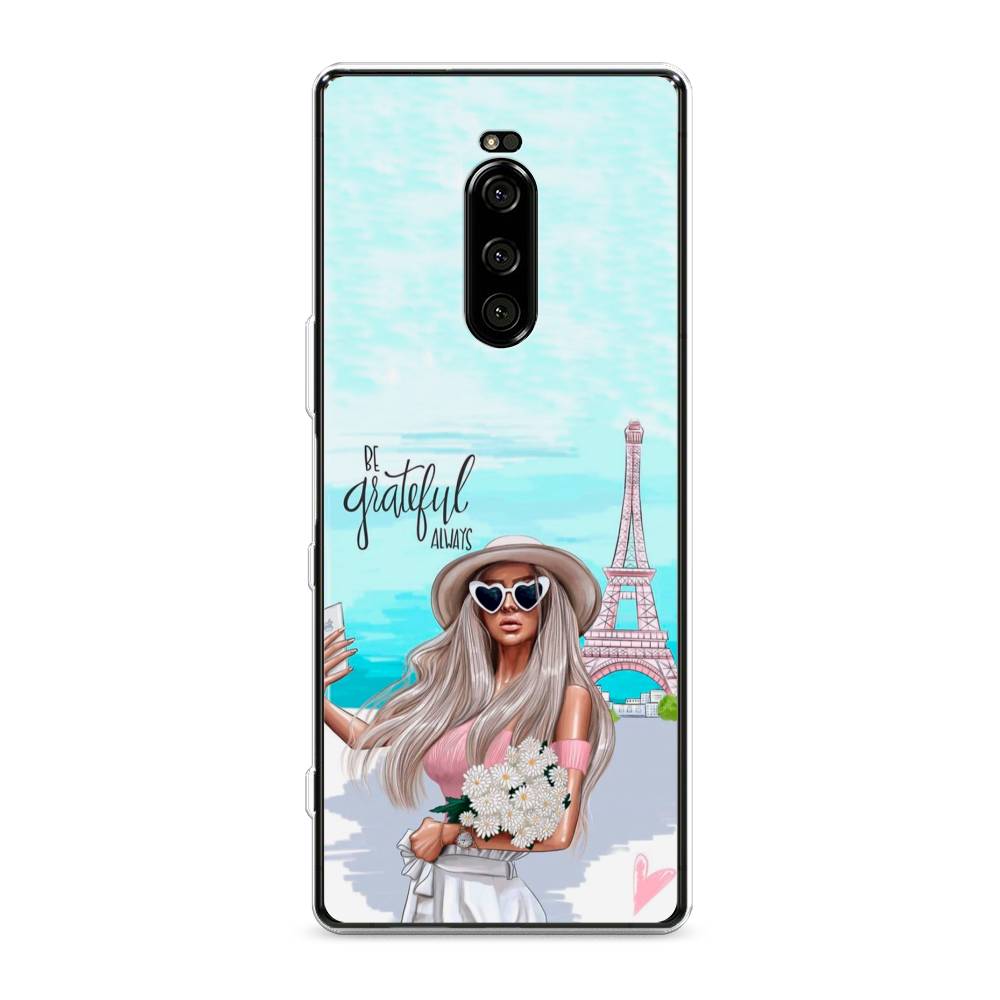 

Чехол на Sony Xperia 1 "Селфи Париж", Голубой;бежевый, 54250-6
