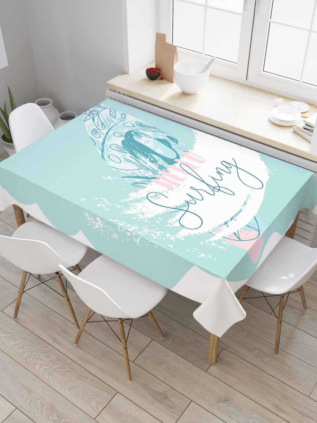 

Скатерть прямоугольная JoyArty "Готовься к серфингу" из сатена, 180x145 см, Белый, Готовься к серфингу