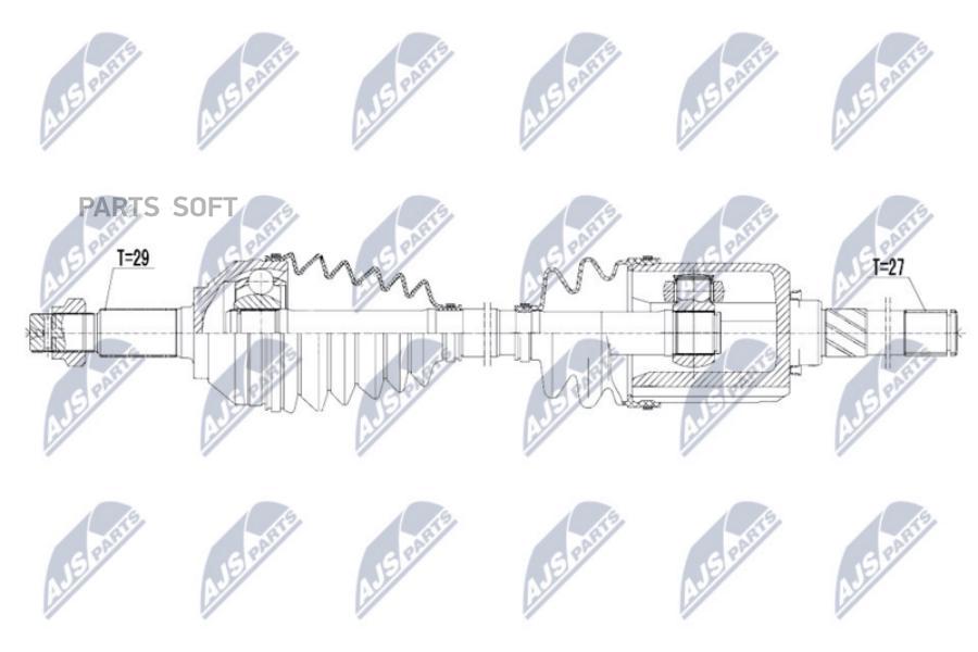 

NTY NPWNS055 Полуось, nissan qashqai 2.0i 16v 4wd 06- /lewa
