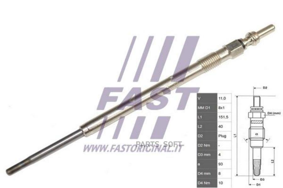 Fast Ft82706 Свеча Накала Citroen/Peugeot/Fiat Jumper/Boxer/Ducato 2.3/3.0Jtd 2002 =