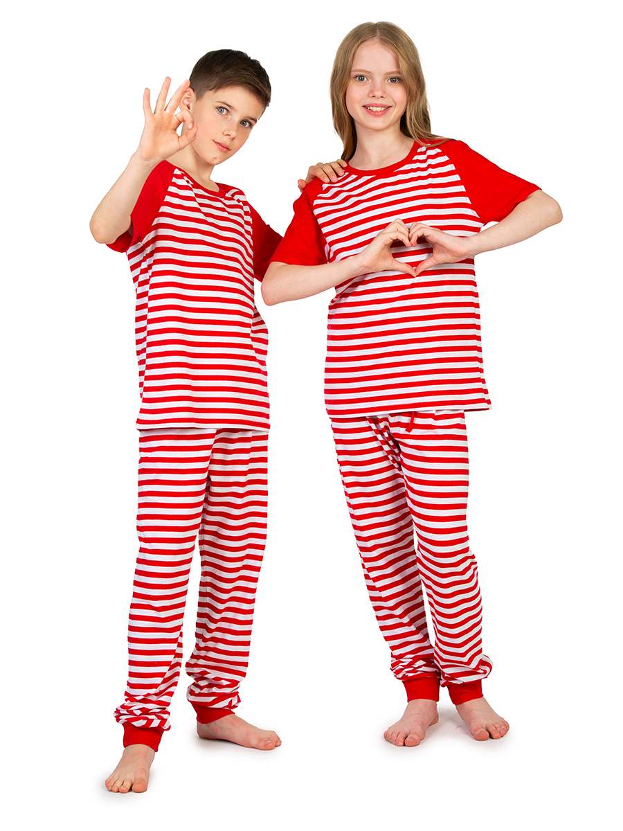 Пижама детская N.O.A. 11040, красный в полоску, 140