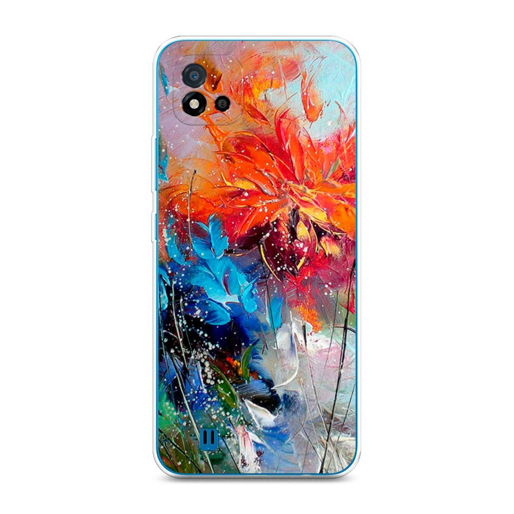 

Чехол на Oppo Realme C11 (2021) "Абстрактные цветы", Оранжевый;синий, 257550-4