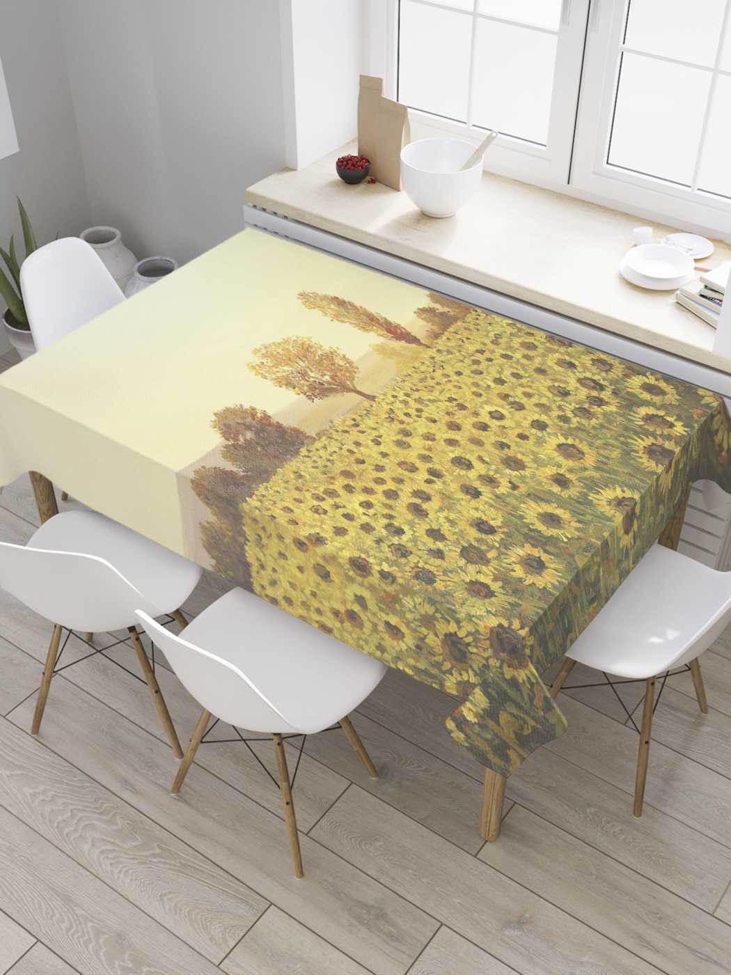 

Скатерть прямоугольная JoyArty "Поле солнца" из сатена, 180x145 см, Желтый, Поле солнца