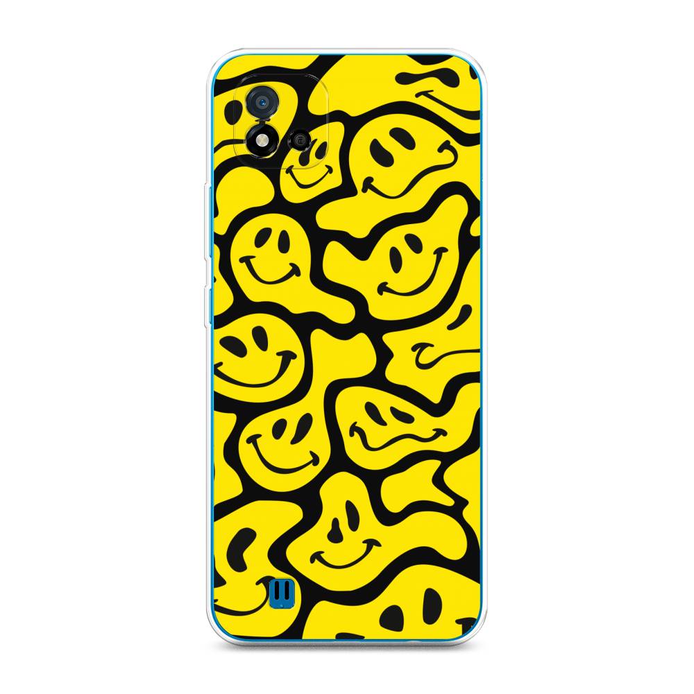 

Чехол на Oppo Realme C11 (2021) "Расплывчатые смайлики желтые", Черный;желтый, 257550-6