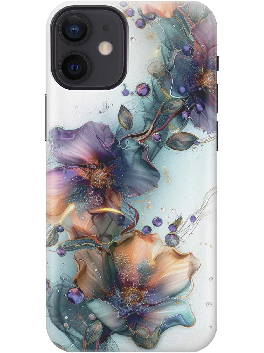 

Силиконовый чехол на Apple iPhone 12 Mini с принтом "Мистические цветы", Прозрачный;белый;зеленый, 723374010