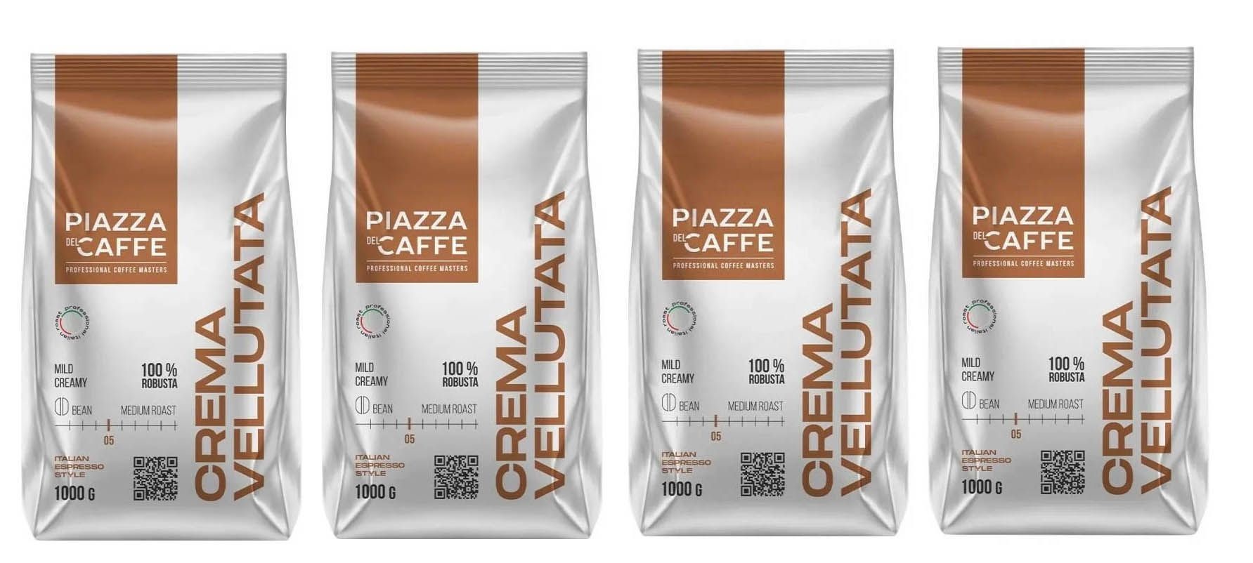 Кофе в зернах Piazza Del Caffe Crema Vellutata, 1000 г х 4 шт