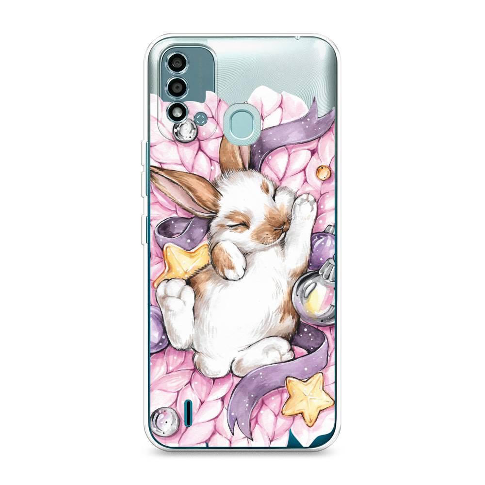 

Чехол на Itel Vision 2S "Кролик спит", Розовый;белый, 3200650-5