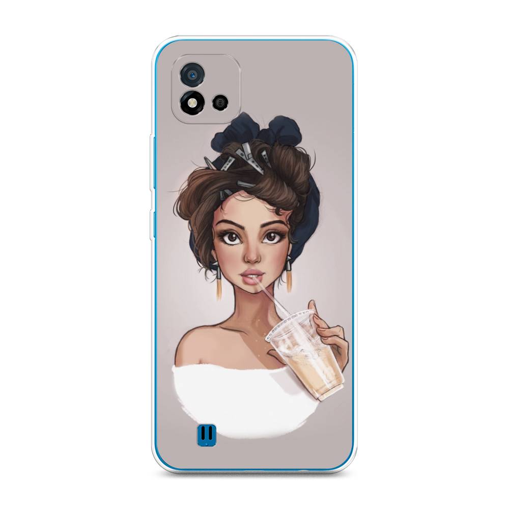 

Чехол на Oppo Realme C11 (2021) "Девушка с фраппе", Серый, 257550-6