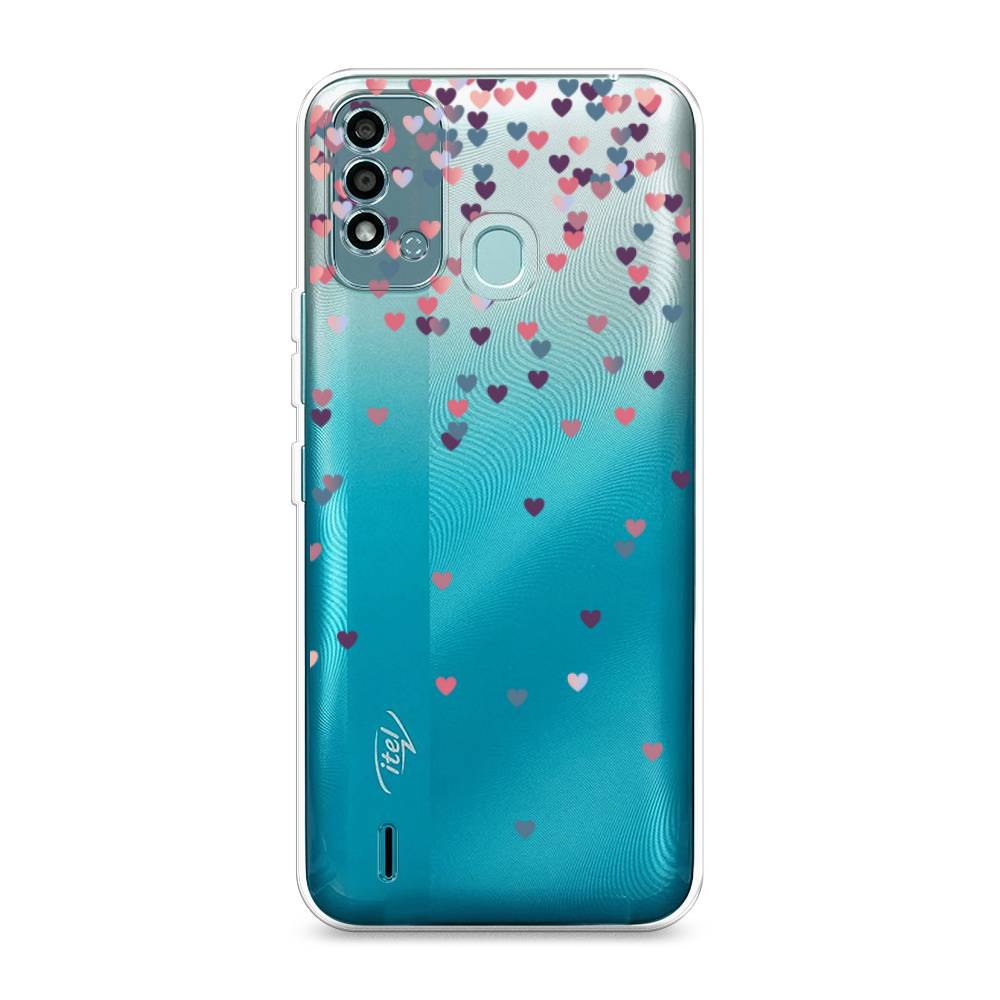 

Чехол на Itel Vision 2S "Посыпка сердечки", Розовый;фиолетовый, 3200650-3